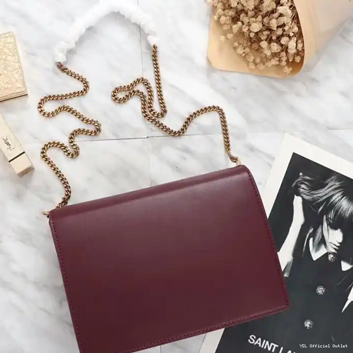 CHEAP Clasp Leather Cassandra In Laurent Smooth Burgundy Saint Gold Bag 0328